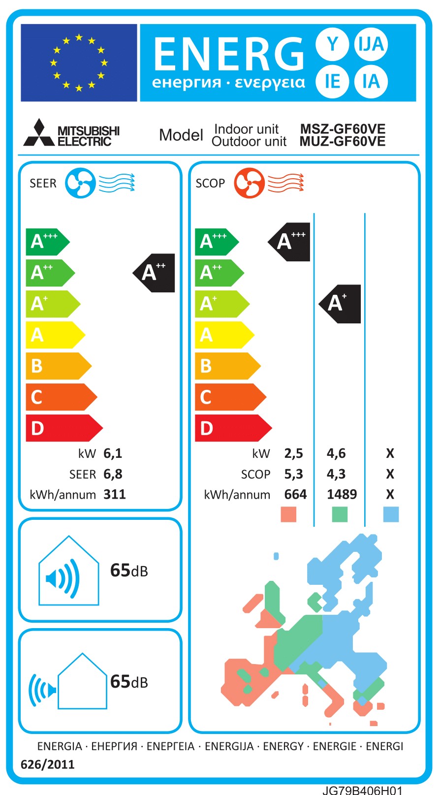 luft til luft varmepumpe mitsubishi msz ap60-1